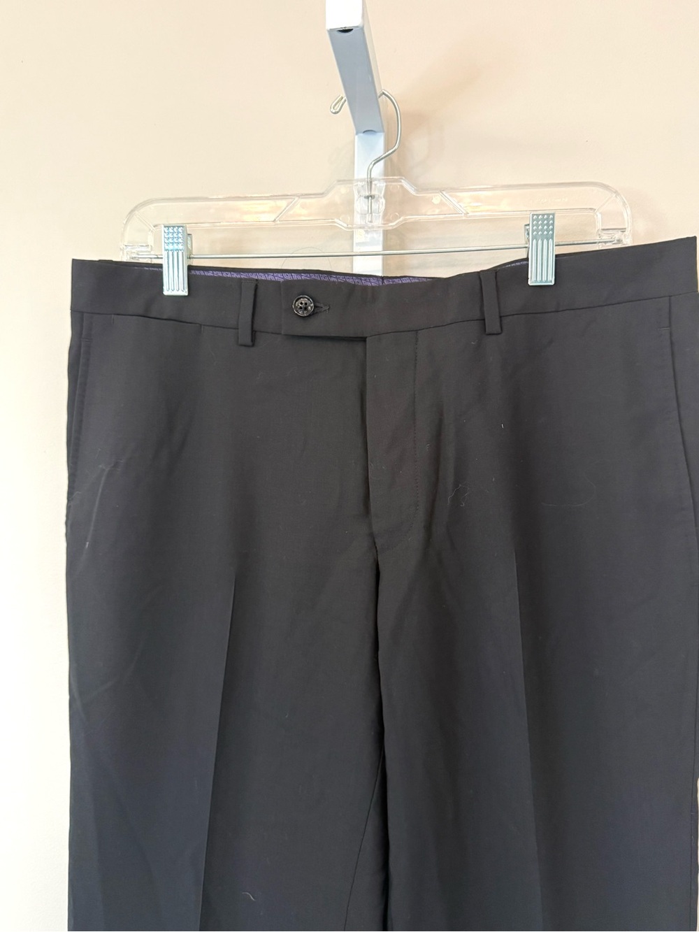 Ted Baker 100% Wool Dress Pants Raw Hem Black Tailored Trousers Men’s - Picture 9 of 10